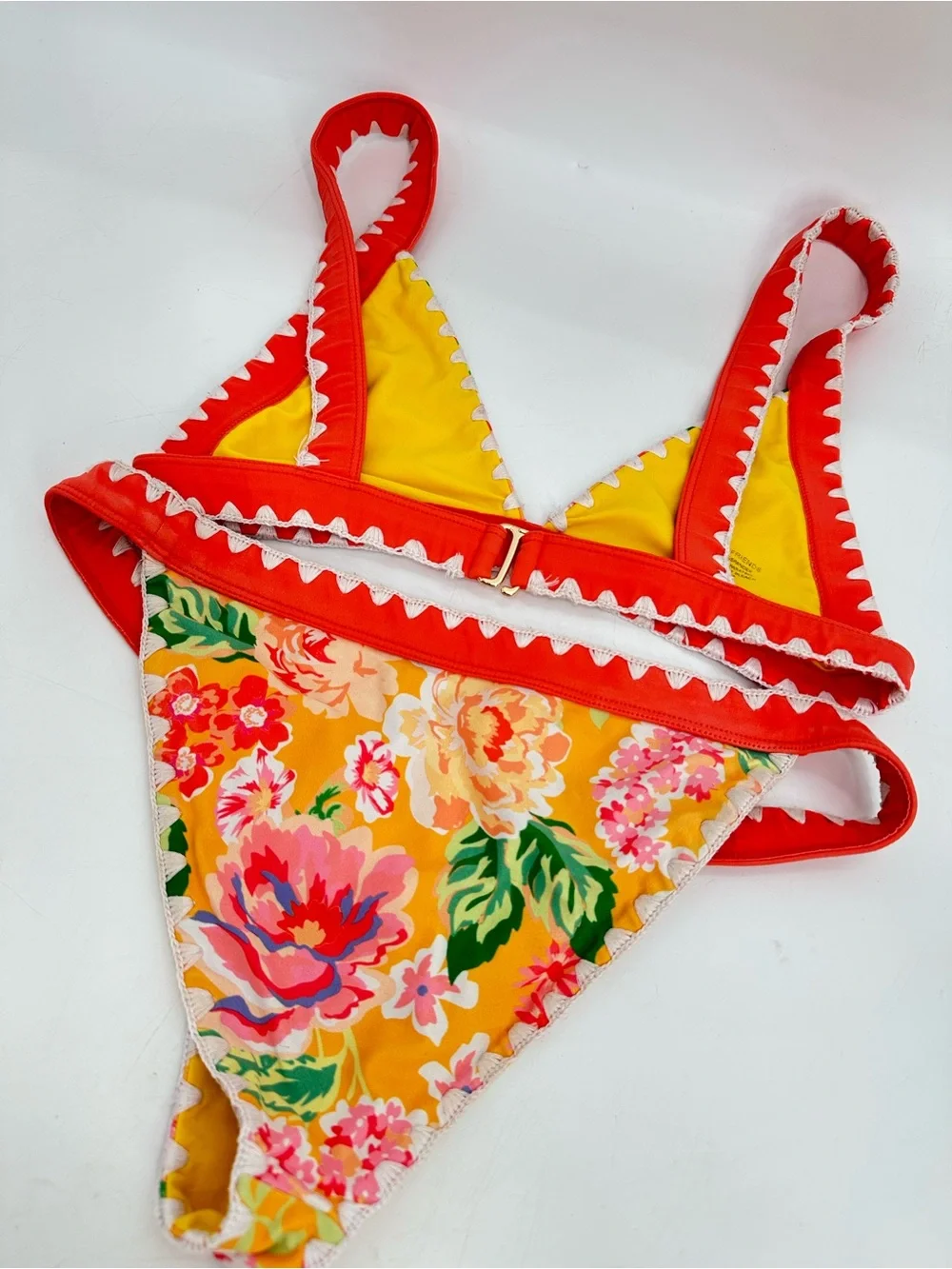 Lovers + Friends Adrift Bikini Yellow Orange Floral Bikini Set Size Medium
